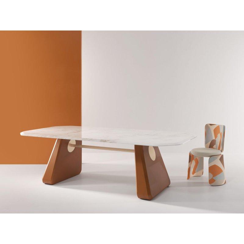 Dikdörtgen Mermer Masa 180-240 cm Ahşap Ayaklı - 91675