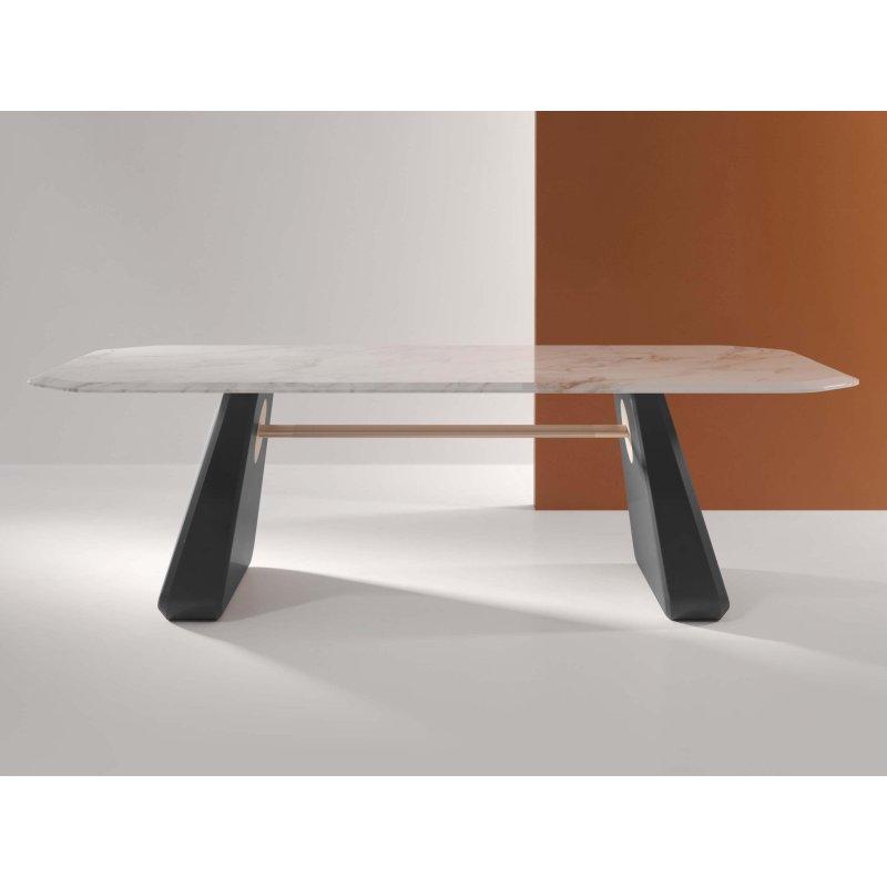 Dikdörtgen Mermer Masa 180-240 cm Ahşap Ayaklı - 91675