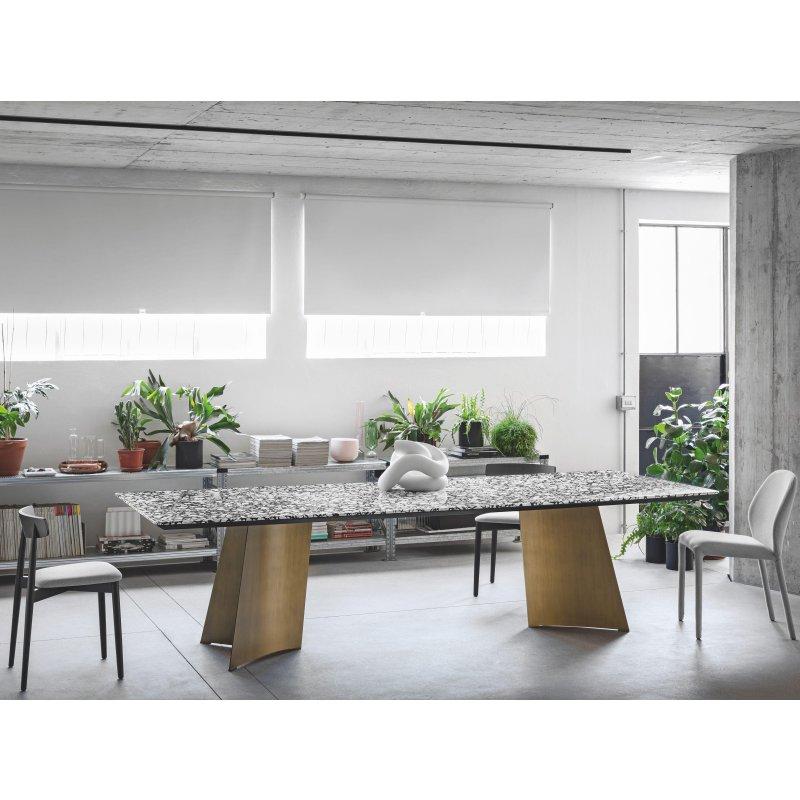 Dikdörtgen Mermer Masa 200x100 cm Gold Ayaklı - 92026