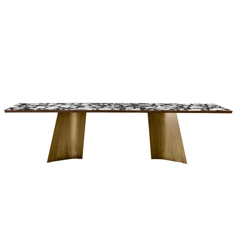 Dikdörtgen Mermer Masa 200x100 cm Gold Ayaklı - 92026