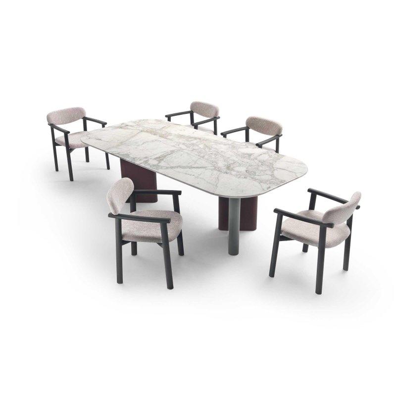 Dikdörtgen Mermer Masa 220x120 cm Ahşap Ayaklı - 91669