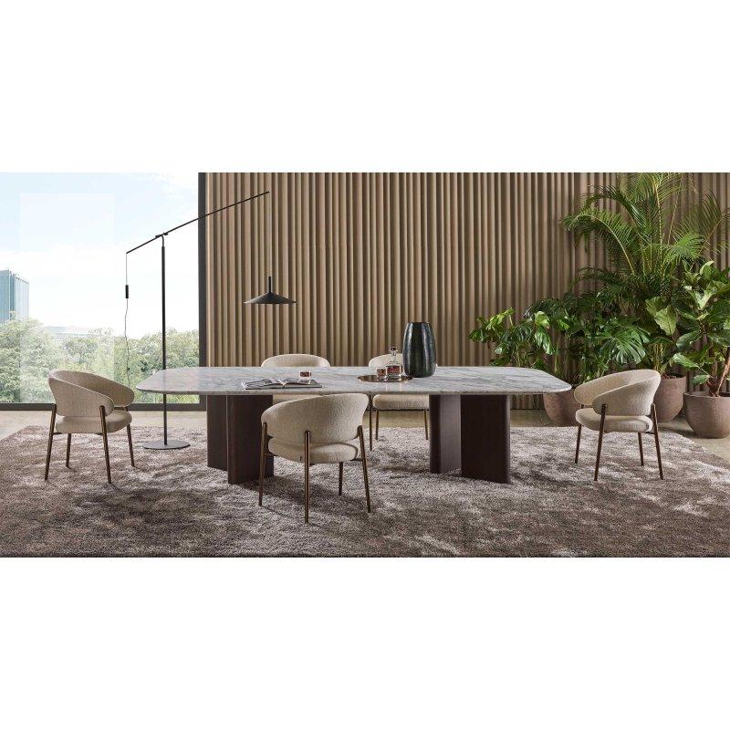 Dikdörtgen Mermer Masa 220x120 cm Ahşap Ayaklı - 91669