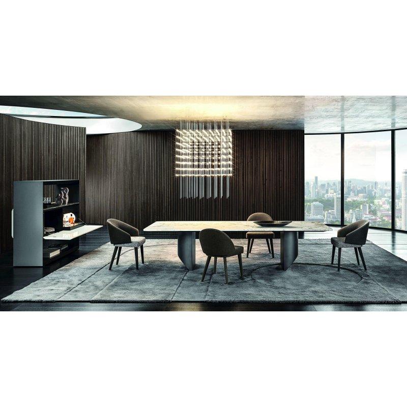 Dikdörtgen Mermer Masa 240x120 cm Calacatta Gri Siyah - 91975
