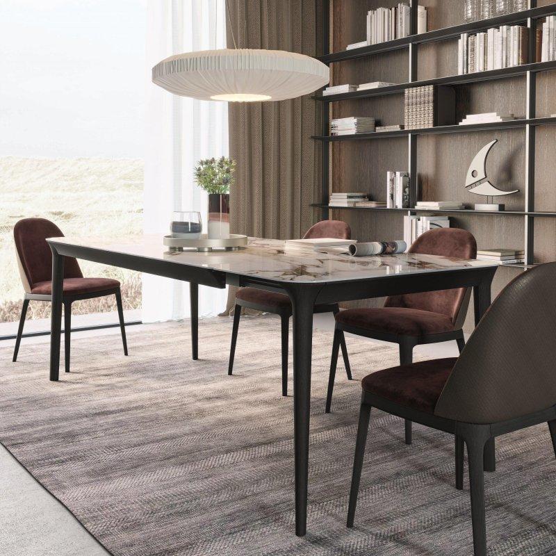 Dikdörtgen Porselen Masa Ahşap Ayaklı 160-240x96x76 cm - 89842