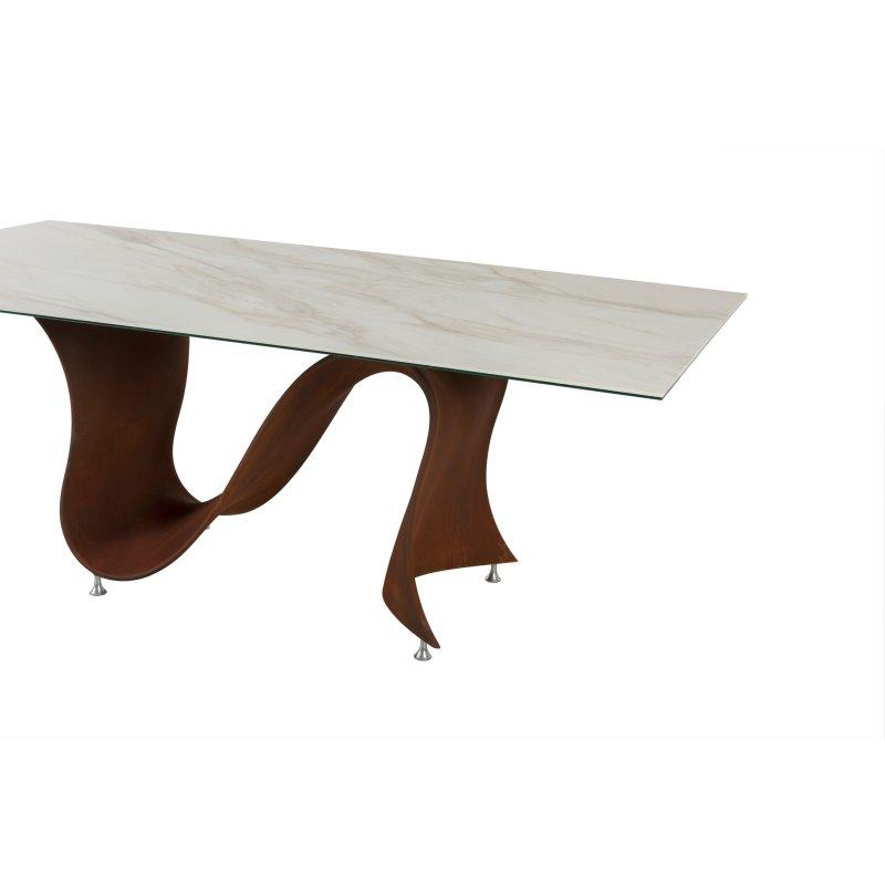 Dikdörtgen Porselen Masa Baydur Ayaklı Beyaz Mermer 220x100x75 cm - 89971
