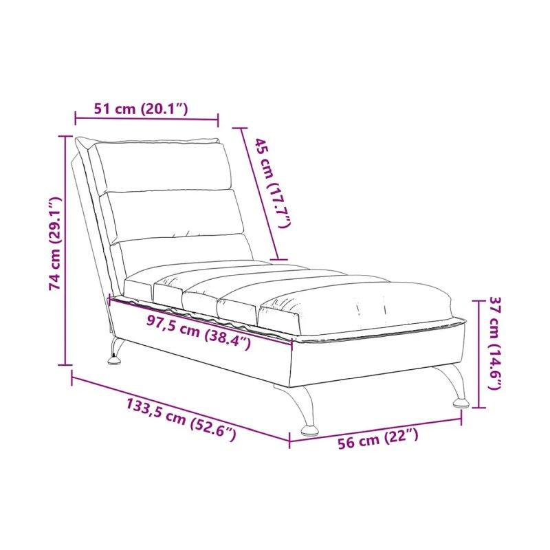 Dinlenme Koltuğu Açık Gri Kumaş Minderli-134x56x74 cm - 110108