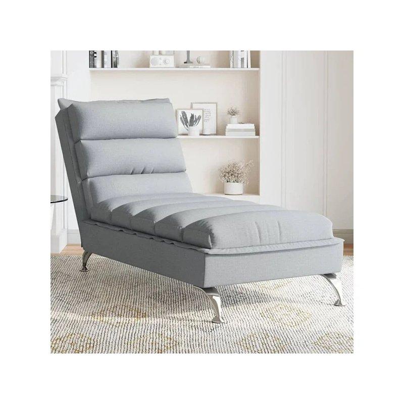 Dinlenme Koltuğu Açık Gri Kumaş Minderli-134x56x74 cm - 110108