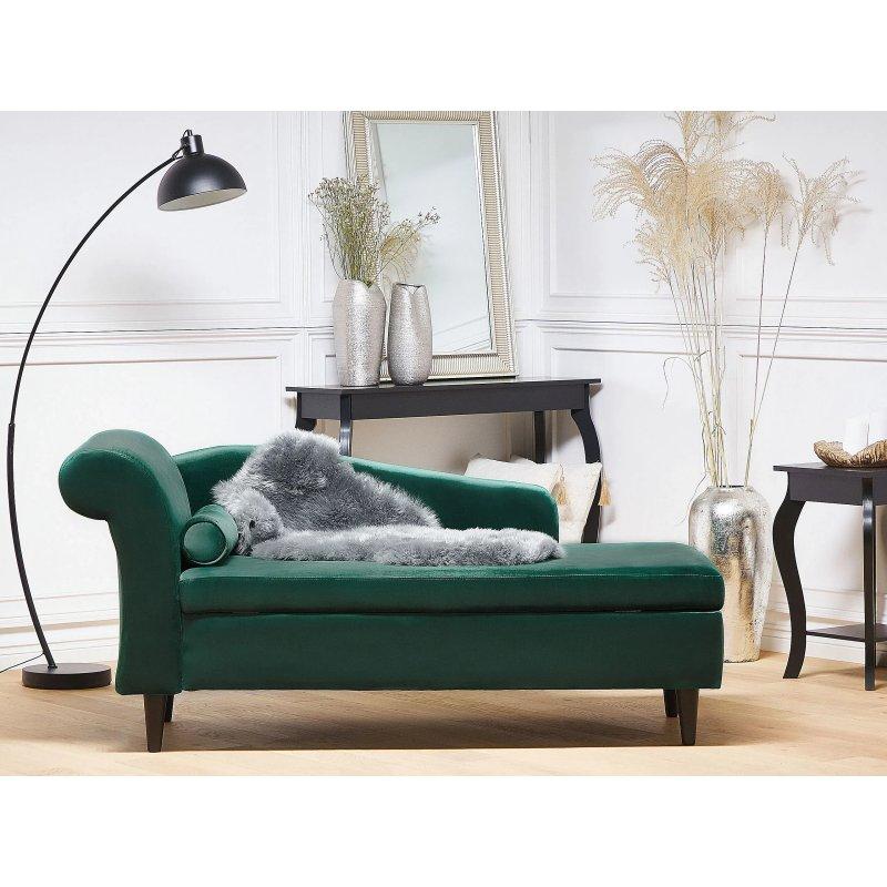 Dinlenme Koltuğu Kadife Zümrüt Yeşil Saklama Alanlı-160x70x77 cm - 109925