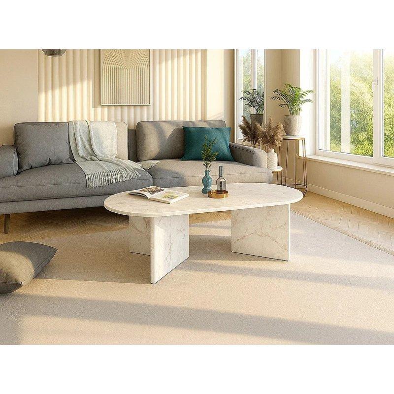 Doğal Açık Renkli Oval Orta Sehpa 120x60 cm - 102429