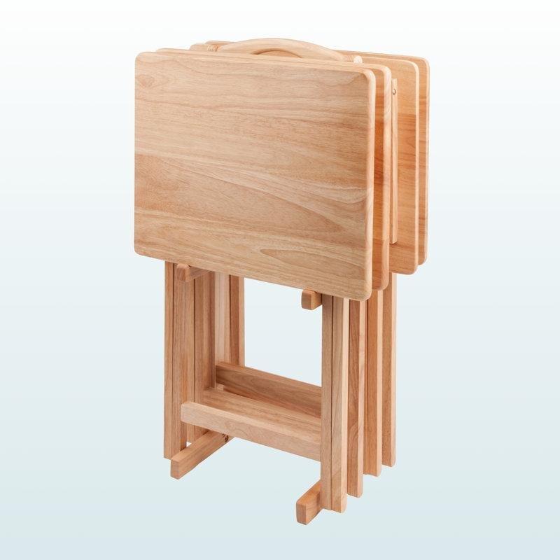 Doğal Ahşap 5'li Çanta Zigon Sehpa Seti 66 cm x 48 cm x 36 cm - 108781