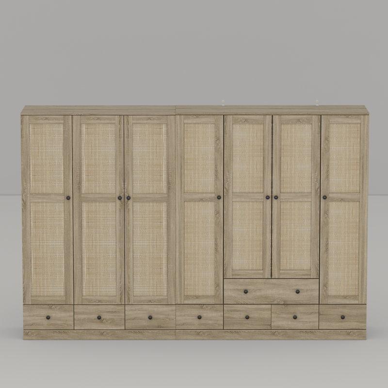 Doğal Ahşap 7 Kapılı Gardrop 270 cm x 180 cm - 91102