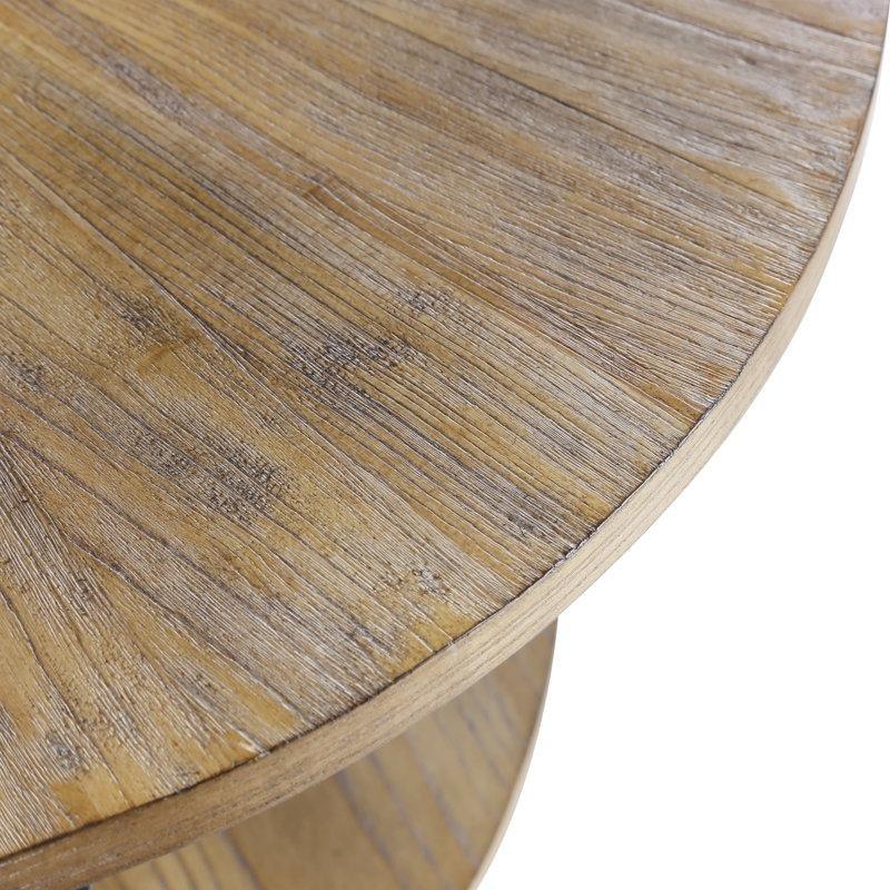 Doğal Ahşap Bohem Orta Sehpa 85x85 cm Siyah Metal Ayaklı - 105250