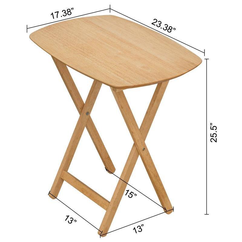 Doğal Ahşap Katlanır Zigon Sehpa 2'li Set 60x44 cm - 108298