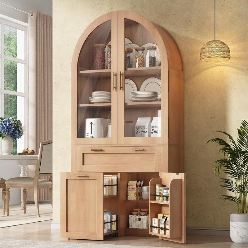 Doğal Ahşap Kemerli Çok Amaçlı Dolap 180x80x40 cm - 92995