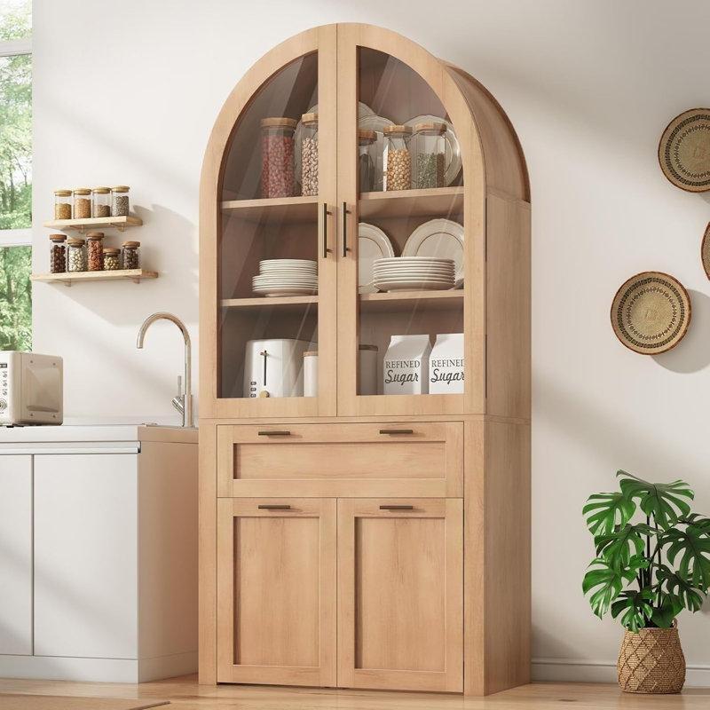 Doğal Ahşap Kemerli Çok Amaçlı Dolap 180x80x40 cm - 92995
