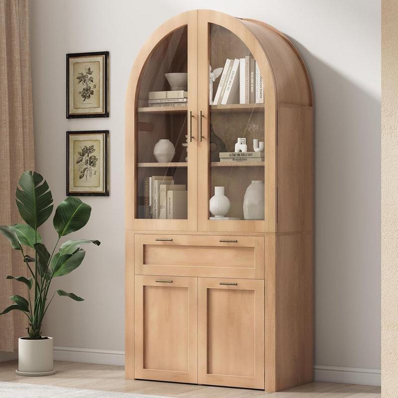 Doğal Ahşap Kemerli Çok Amaçlı Dolap 180x80x40 cm - 92995