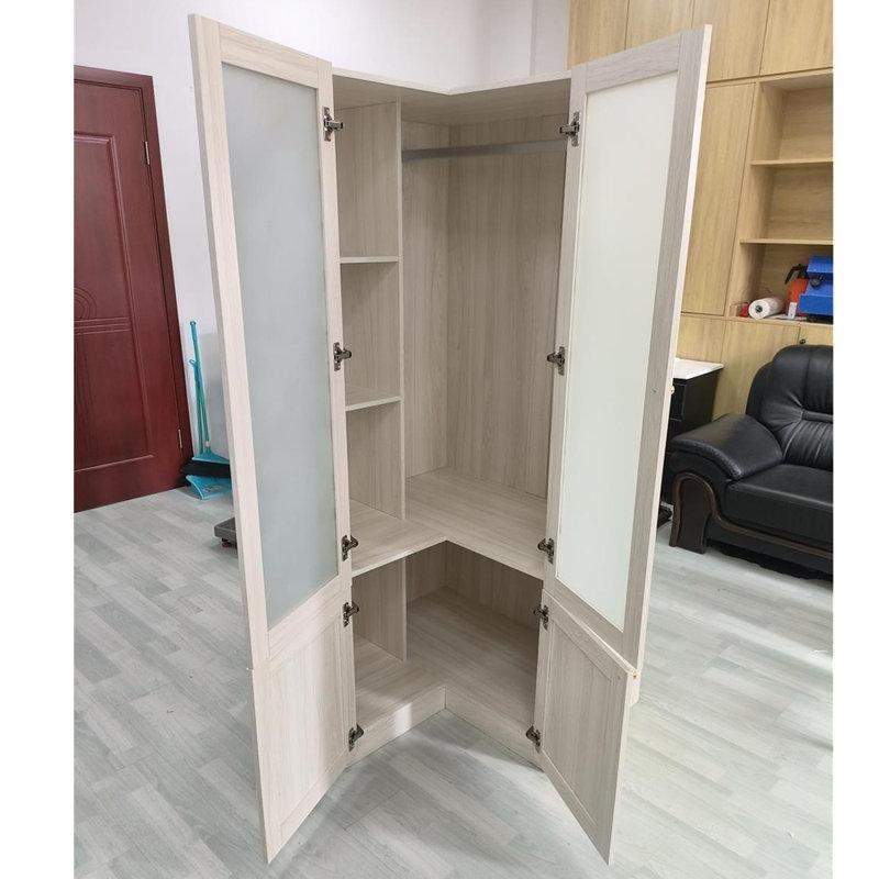 Doğal Ahşap Köşe Gardrop, Donuk Cam Kapılı, 180 cm Yükseklik - 91063