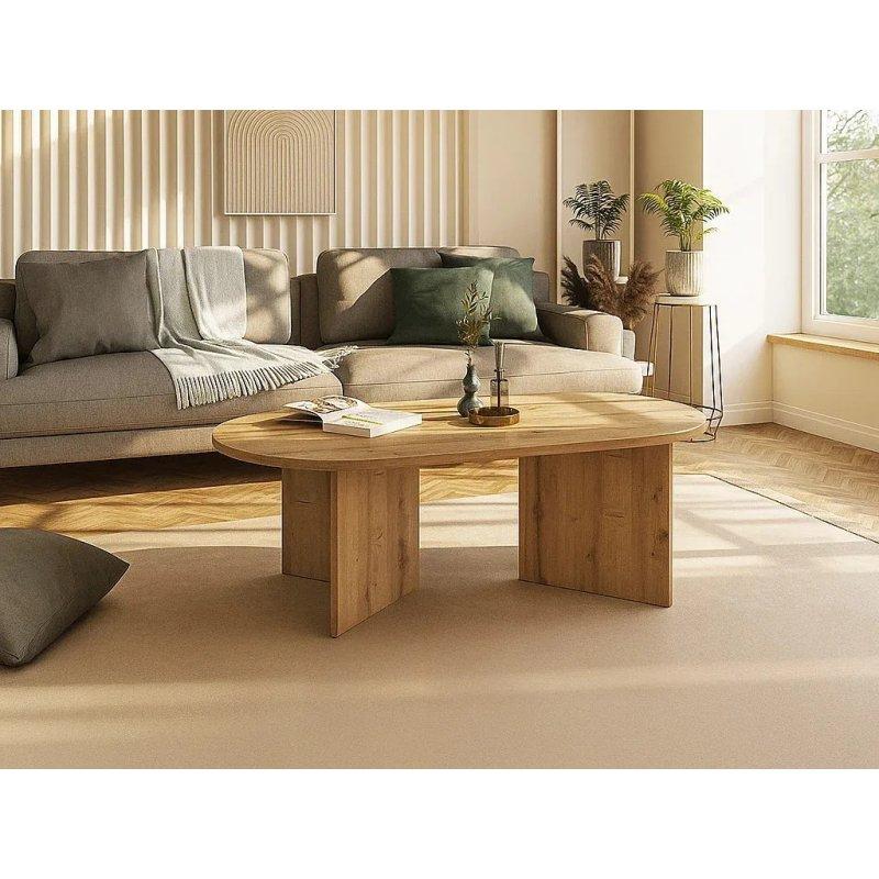 Doğal Ahşap Oval Orta Sehpa 120x60x40 cm - 102009