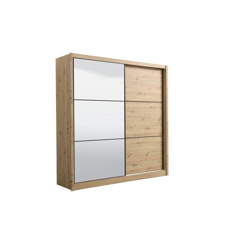 Doğal Ahşap Sürgülü Gardrop Aynalı 213x216 cm - 90520
