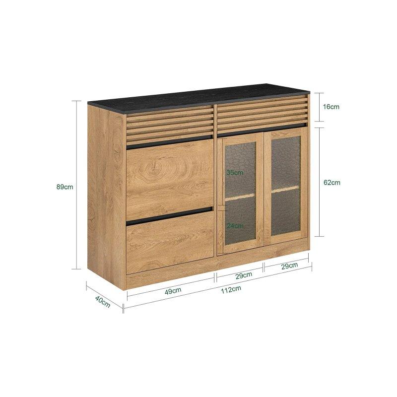 Doğal Ahşap Tonlarında 112x40x89 cm Çok Amaçlı Dolap - 92449