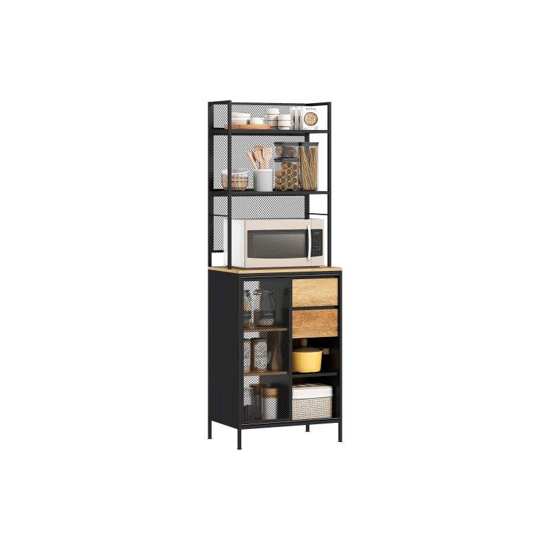 Doğal Ahşap ve Siyah Metal 60x40x180 cm Çok Amaçlı Dolap - 92257
