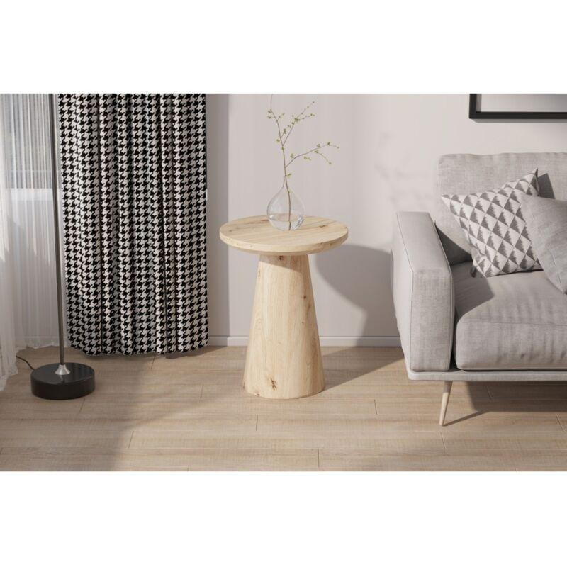 Doğal Çam Efektli MDF Kolay Temizlenir İskandinav Yan Sehpa-45x45x55 cm - 112567