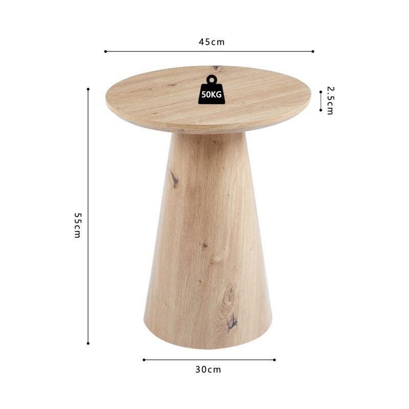 Doğal Çam Efektli MDF Kolay Temizlenir İskandinav Yan Sehpa-45x45x55 cm - 112567