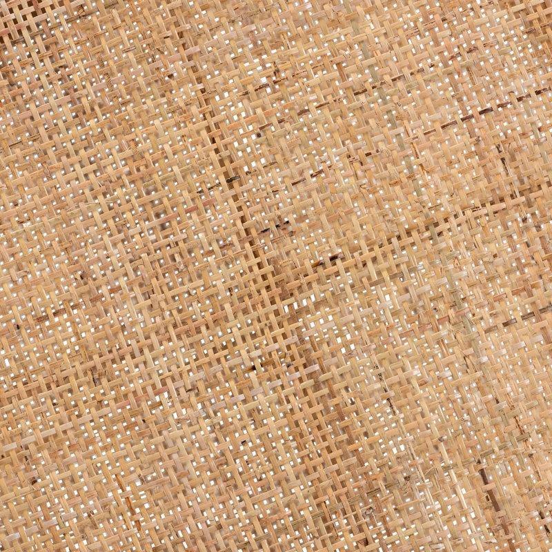 Doğal Kahverengi Maun Masif Ahşap Raflı Hasır Yan Sehpa-59x59x61 cm - 113049