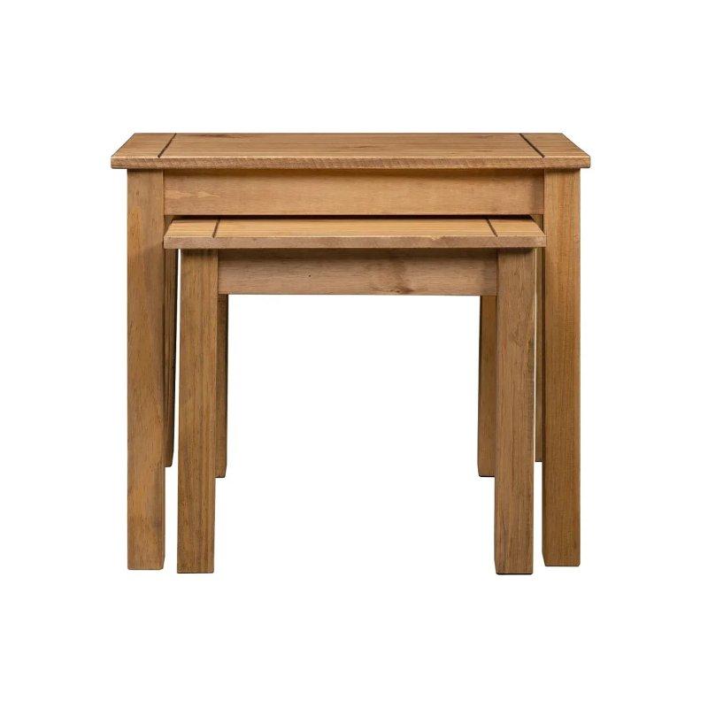 Doğal Masif Çam Zigon Sehpa 56x40x54 cm 2'li Set - 106309