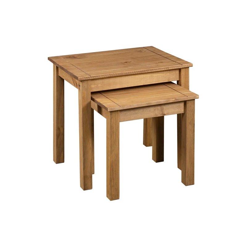 Doğal Masif Çam Zigon Sehpa 56x40x54 cm 2'li Set - 106309