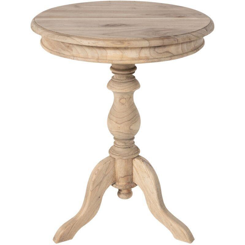 Doğal Mindi Ahşap Yuvarlak Ayaklı Ahşap Yan Sehpa-50x50x64 cm - 110440