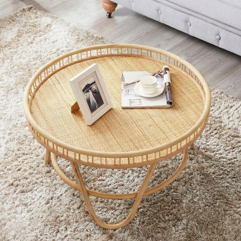 Doğal Rattan Bohem Orta Sehpa 46 cm Yükseklik 81 cm Çap - 105274