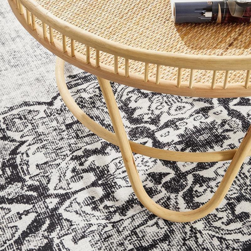 Doğal Rattan Bohem Orta Sehpa 46 cm Yükseklik 81 cm Çap - 105274