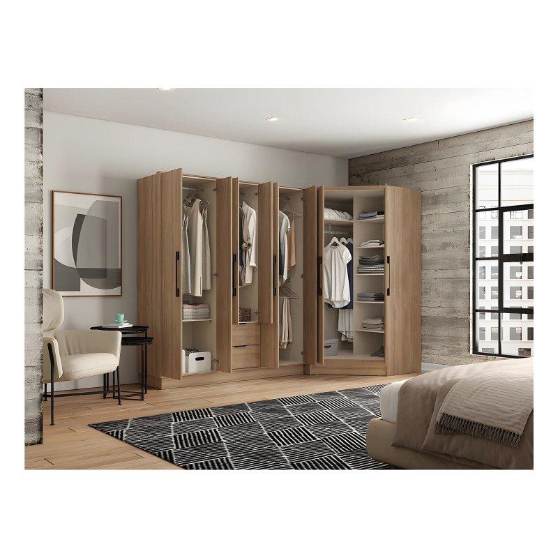 Doğal Renk Endüstriyel Ahşap Köşe Gardrop 264 cm x 182 cm x 102 cm - 90589