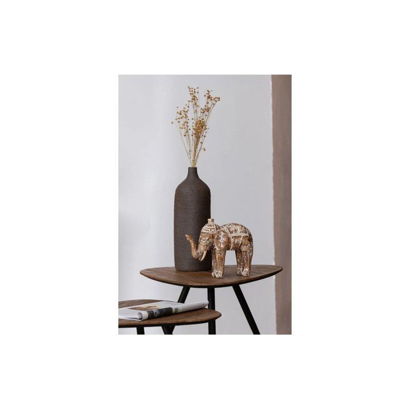 Doğal Renk Üçgen Zigon Sehpa Takımı 50x50 cm Metal Ayaklı 2'li Set - 106261