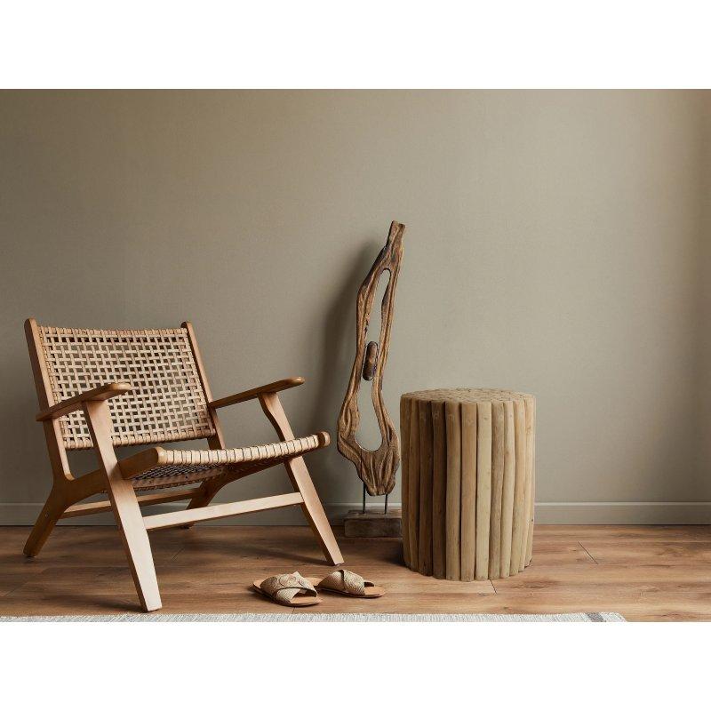 Doğal Tik Kütük Form Tasarım Yan Sehpa-35x46x35 cm - 110237