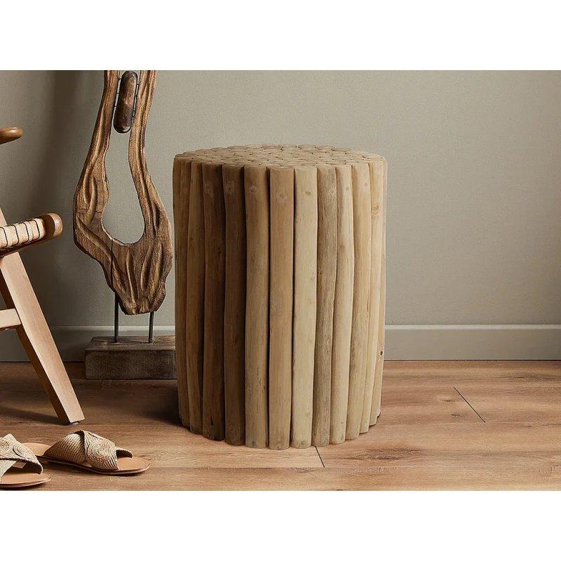 Doğal Tik Kütük Form Tasarım Yan Sehpa-35x46x35 cm - 110237
