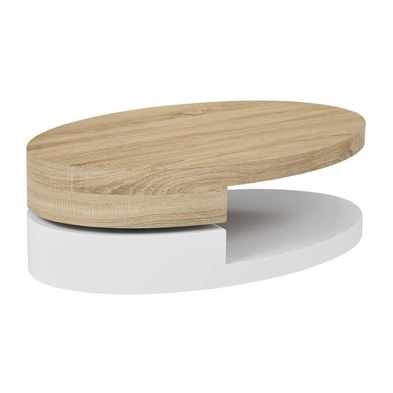 Doğal ve Beyaz MDF Orta Sehpa 100x60 cm - 102546
