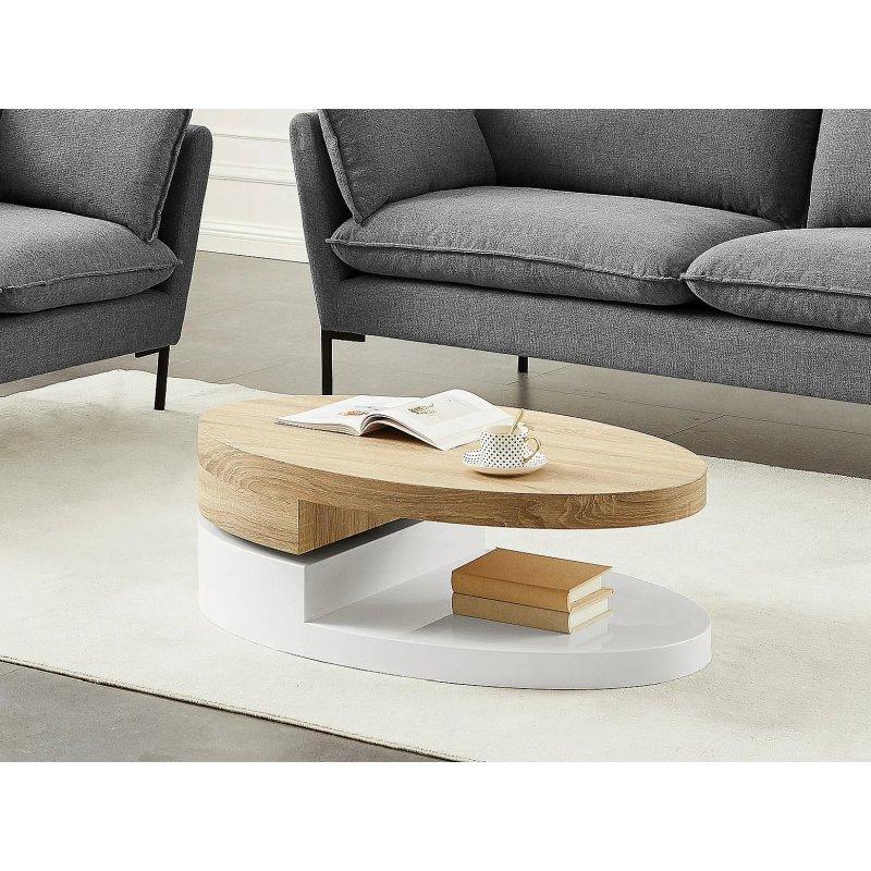 Doğal ve Beyaz MDF Orta Sehpa 100x60 cm - 102546