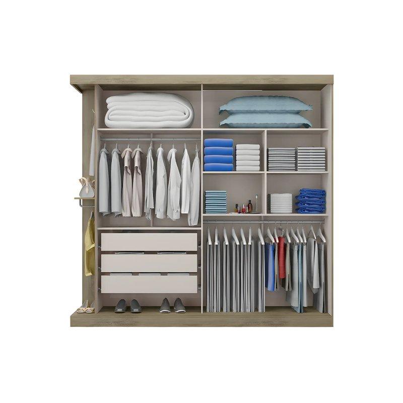 Doğal ve Krem Rengi Sürgülü Gardrop Aynalı 231x219 cm - 90142