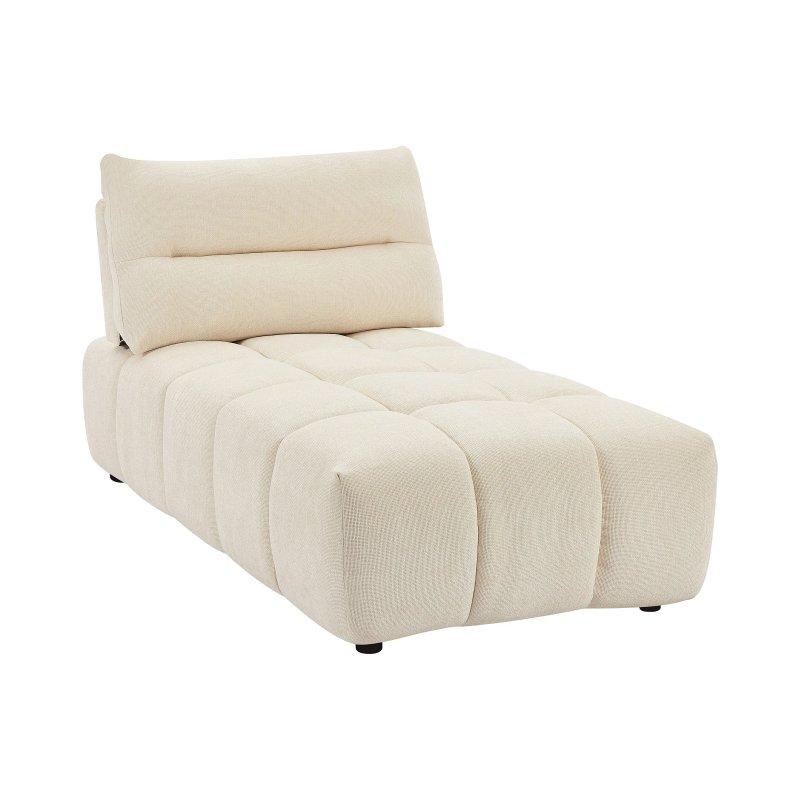 Dokulu Kumaş Bej Dinlenme Koltuğu Ayarlanabilir Sırt Mekanizmalı-95x93x196 cm - 109991