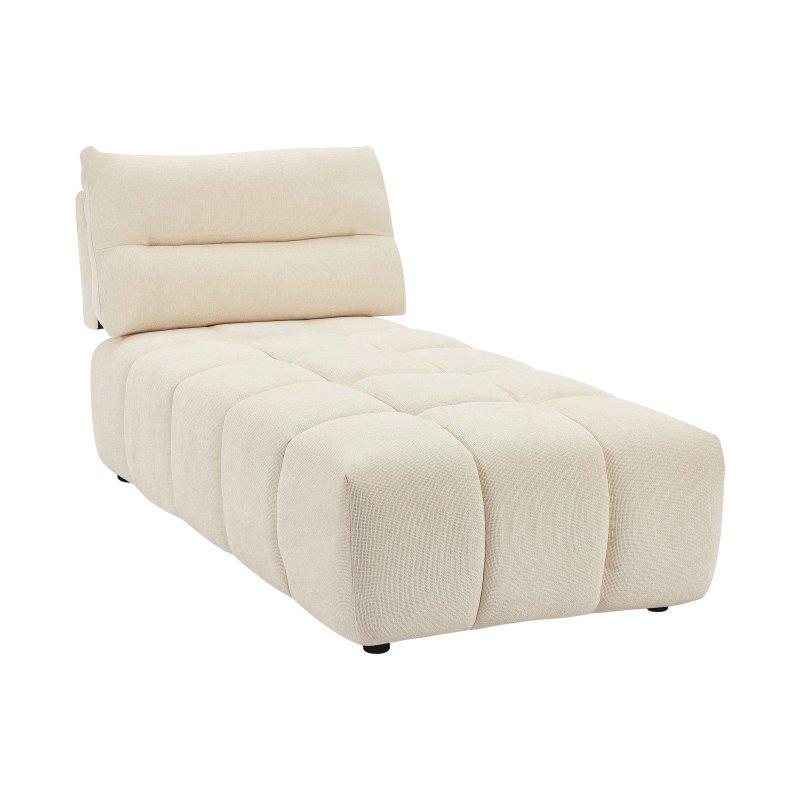 Dokulu Kumaş Bej Dinlenme Koltuğu Ayarlanabilir Sırt Mekanizmalı-95x93x196 cm - 109991