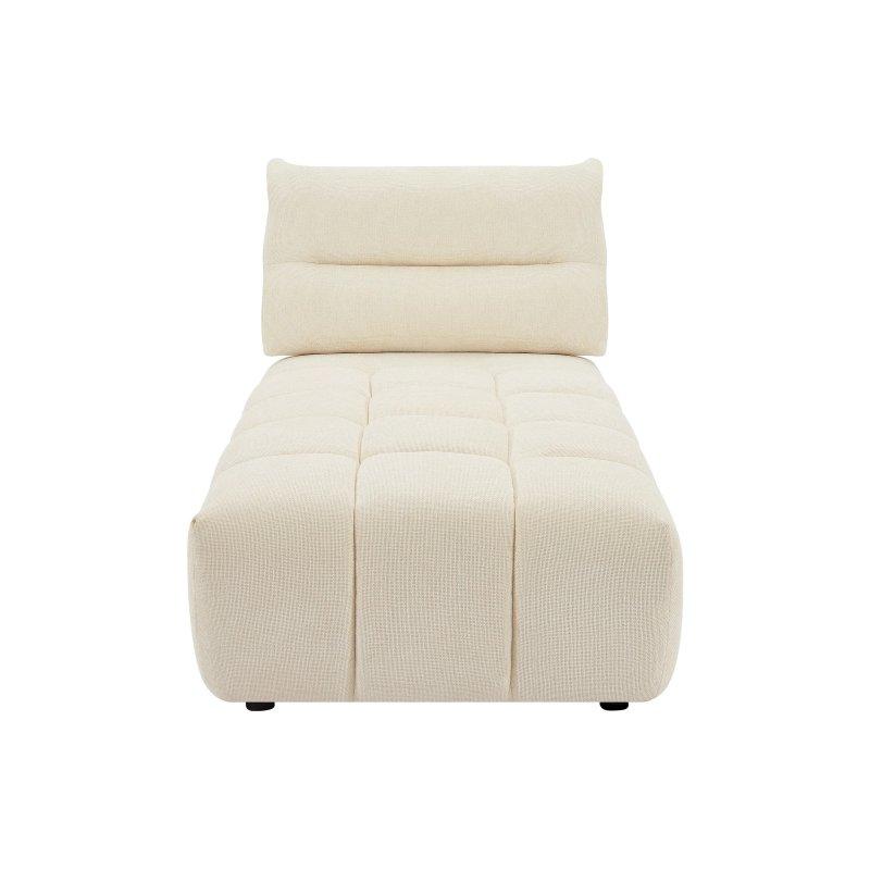 Dokulu Kumaş Bej Dinlenme Koltuğu Ayarlanabilir Sırt Mekanizmalı-95x93x196 cm - 109991