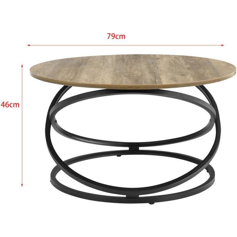 Dunedin Yuvarlak Orta Sehpa Ahşap ve Siyah Metal 79x79x46 cm - 103272