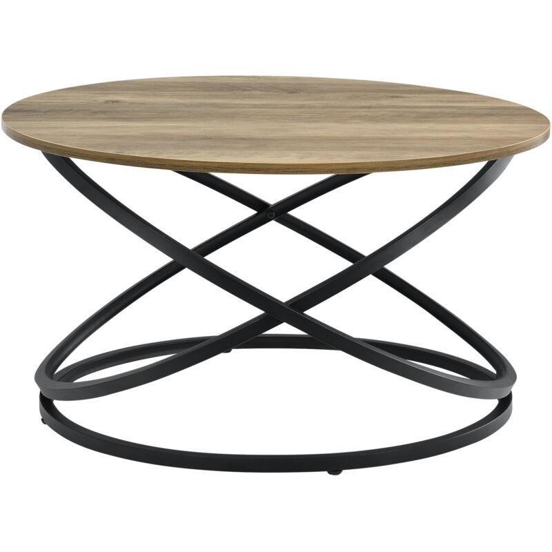 Dunedin Yuvarlak Orta Sehpa Ahşap ve Siyah Metal 79x79x46 cm - 103272