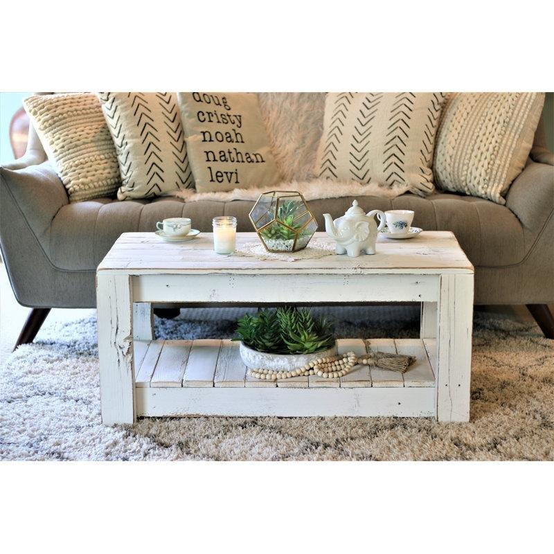 Easthampton Masif Ahşap Beyaz Country Orta Sehpa 102x50x51 cm - 104932