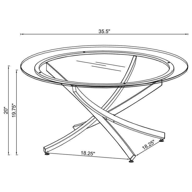 Ehlert Şeffaf Cam Yuvarlak Orta Sehpa 90 cm, Metal Ayaklı - 105025