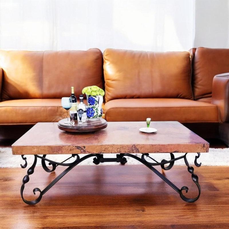 El Dövmesi Bakır Ferforje Orta Sehpa 183x107x53 cm - 104290