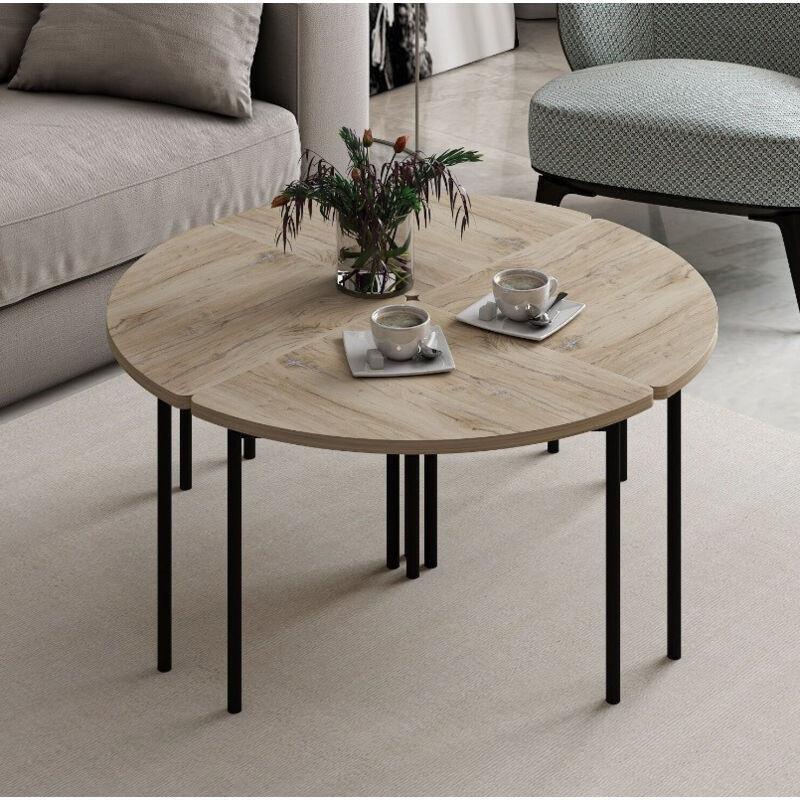 Emma Zigon Sehpa 90 cm Ahşap Siyah Metal Ayaklı - 107048