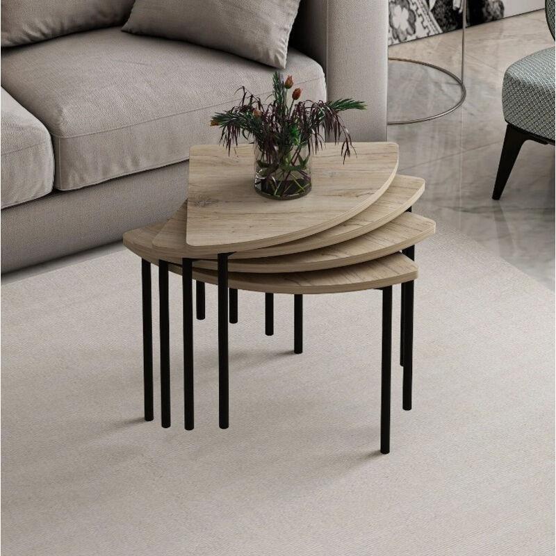 Emma Zigon Sehpa 90 cm Ahşap Siyah Metal Ayaklı - 107048